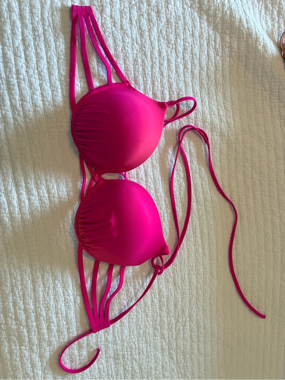 Source Unknown Vibrant Hot Pink Strappy Bikini Top